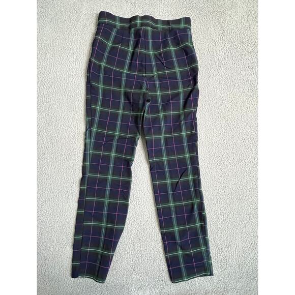 Autres Filles Pants Small Plaid Pull On Slim Straight Blue Green Academic Punk - Picture 7 of 11